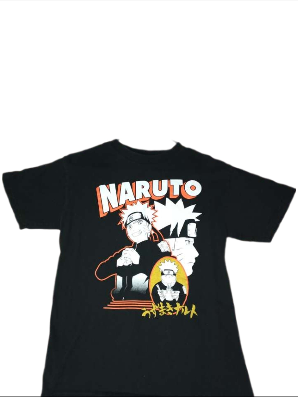 Naruto Graphic Tee - Black with Orange & White Print